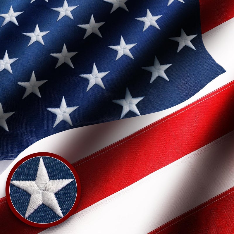 Knit Polyester American Flag 6x10 FT Outdoor Heavy Duty Luxury TearProof Series, American Flags 6x10 for Outside, USA US Flag with Wind Tunnel and Glow Effect, Embroidered Stars, Brass Grommets
